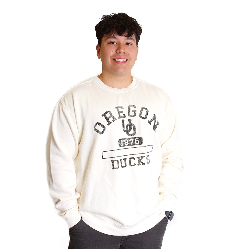 Interlocking UO, Blue 84, White, Pullover, Men, Campbell fleece, Overdyed, Sweatshirt, 800453